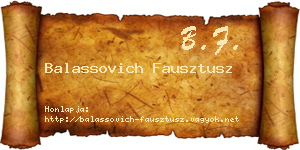 Balassovich Fausztusz névjegykártya